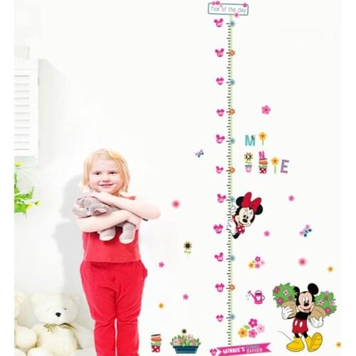 Disney Minnie Mickey 25*70cm Height Measure Wall Stickers For Kids Rooms Home Decor Cartoon Growth Chart Decals Pvc Mural Art