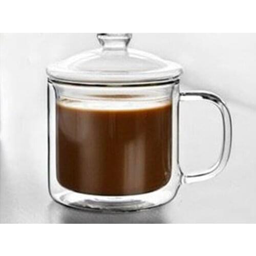 1PC LONGMING HOME New arrival hot selling double glass jar retro classic large heat-resistant glass tea cup 400ml Mugs JO 1047