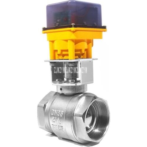 New DN65 Electric Ball Valve Copper Alloy Small Electric Ball Valve /Valve Actuator 12V/24V/ 1.5Mpa -0~70 Degrees 13 Seconds