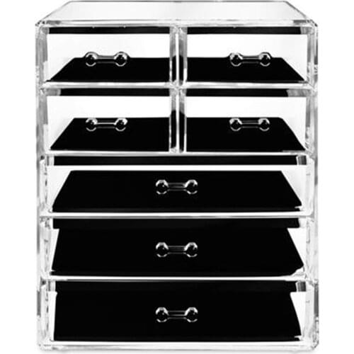 HOT-Make-Up Organizer, Integrated Acrylic Cosmetic Display Box, Dressing Table Storage, with 7 Drawers, Transparent