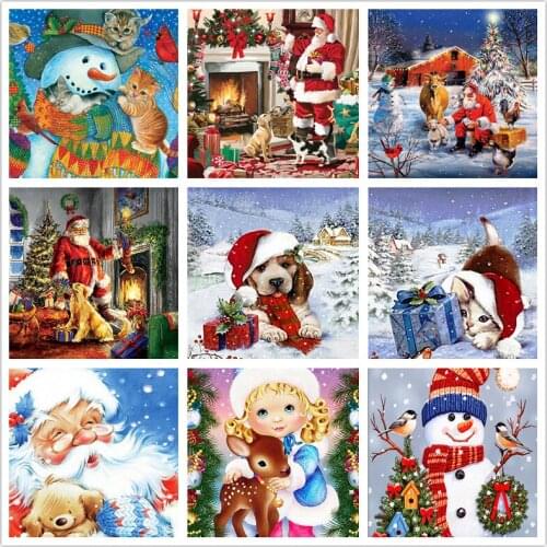 Full 5D Diy Diamond Painting Christmas Series 3D Diamond Embroidery Cross Stitch Mosaic Home Decorative Painting Christmas Gift