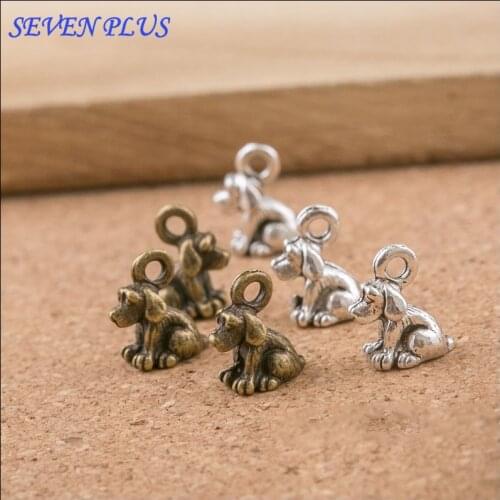 High Quality 20 Pieces/Lot 8mm*10mm Antique Silver plated Antique Bronze Small Cut Poodle Dog Charms For Jewelry Making