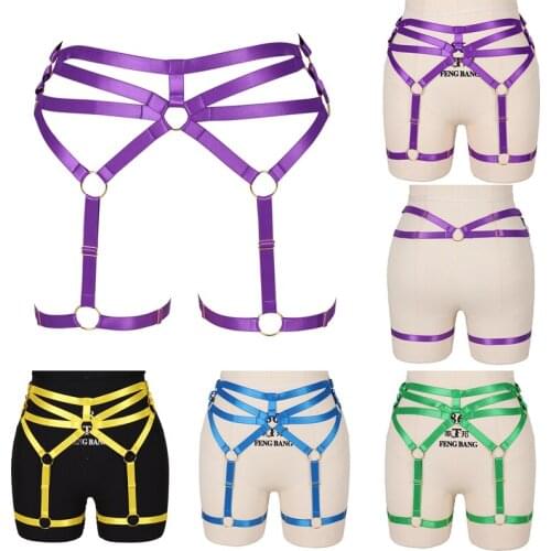 Women Sexy Leg Garter Belt Elastic Cage Body Hollow Harness Garter Belt Suspender Strap Underwear Strap Cross Waist Straps