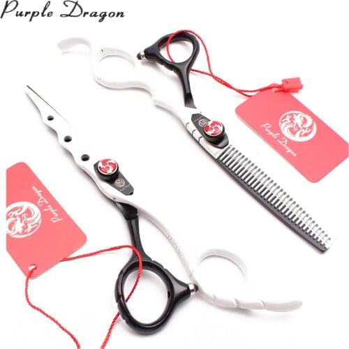 6" Stainless Purple Dragon White&Black Professtional Pet Scissors Straight Scissors Thinning Shears Dog Grooming Scissors Z1019