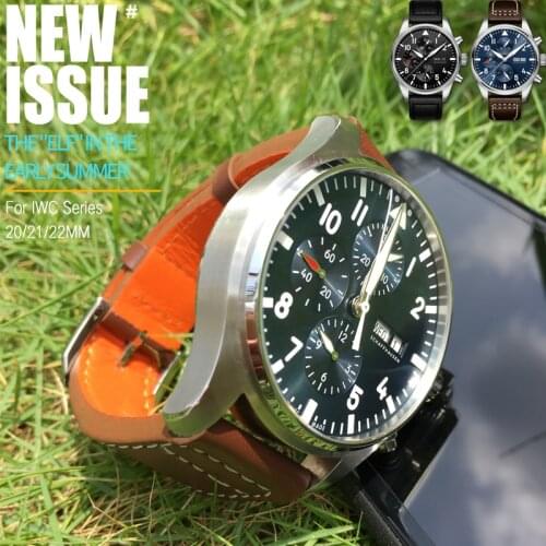 20mm 21mm 22mm Italian Cowhide Watch Strap Black Brown Needle Buckle Leather Watchband Suitable for IWC Series Watch