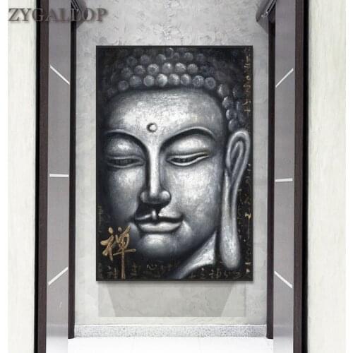 Silver Buddha Canvas Paintings Print Vintage Posters Chinese Style Buddhist Wall Painting Buddhism Canvas Picture For Home Decor