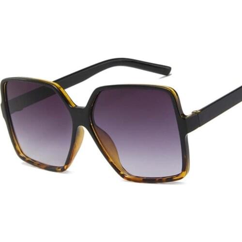 Big New Oversized Ladies Sunglasses Women Vintage Square Frame Sun Glasses Female Brown Gradient Glasses Oculos De Sol