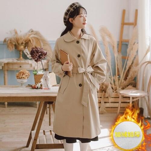2021 New Spring Womens British Style Trench Coat Solid Slim Single-Breasted Long Sleeve Elegant Ladies Mid-Length Windbreaker