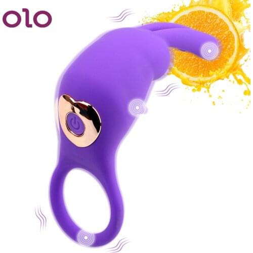 OLO 10 Speeds Clitoris Stimulation Massager Couple Male Delay Ejaculation Penis Ring Vibrating Cock Rings Sex Toy for Men