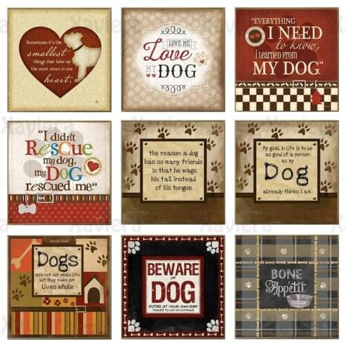 Vintage Poster Dog Love Quotes Retro Abstract Painting Canvas Art Print Hanging Painting Home Decor Wall Art Mural Pictures