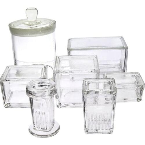 High Quality Glass Staining Jar 5/9/10/26/30/60 Pieces Object Plate Plastic Dyeing Cylinder