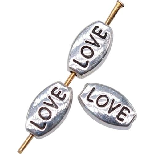 WYSIWYG 30pcs 10x6mm Antique Silver Color Love Spacer Beads Love European Small Hole Spacer Beads Love Small Beads