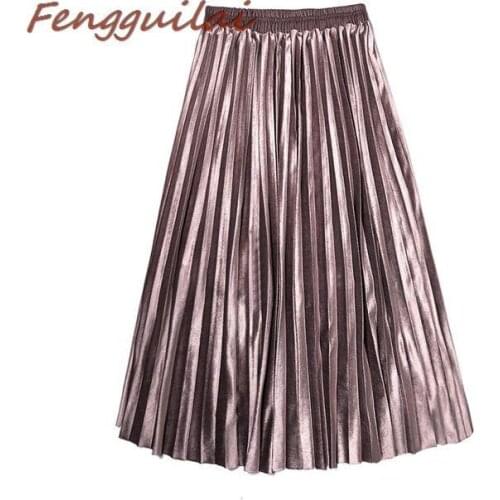 New Summer Autumn Women Skirt Elegant Pleated Skirt High Waist Women White Long Skirt Female Ladies Women Midi Skirt Black