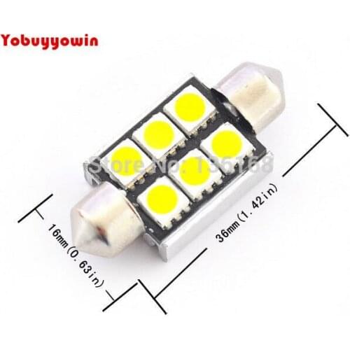 10 Pcs Lampada Torpedo Luz De Teto 36mm 6 Leds Smd Canbus Canceller