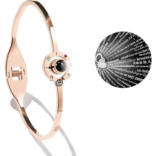 100 Languages I Love You Bracelet Jewelry Projection Stones Rose Gold Zodiac Bracelet Valentines Day Gifts Wedding Bracelets
