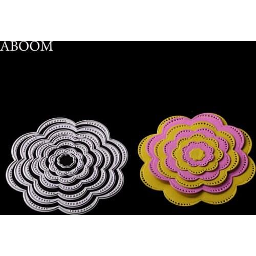 ABOOM 7PCS/Lot Circle Frame Flower Metal Cutting Dies Stencils Scrapbooking Die Cuts DIY Embossing Photo Album Cards Making Mold