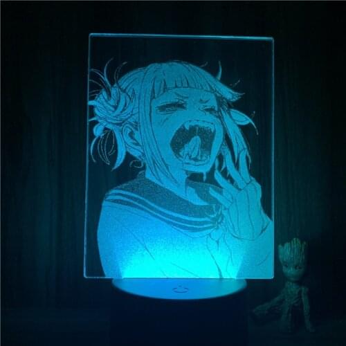 Anime My Hero Academia Himiko Toga Boku no Hero Action Figure 3D Nightlight 7 Colors Touch Optical Illusion Table Lamp Gift Mod