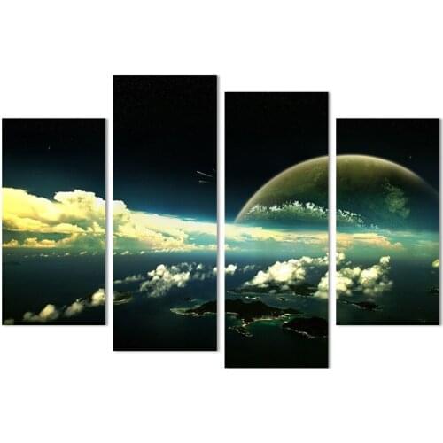Free Shipping Abstract Universe Pictures Canvas Painting Wall Pictures 4 Pieces Wall Art Decorative Tableaux Frameless Photo