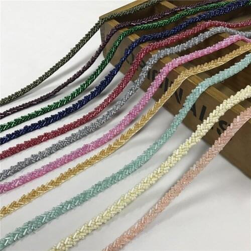 1 Yard 6MM width Glass Pearls Chain Gold Beaded Trim for Bridal Bouquet Sashes Belt Wedding Rhinestone Hair Accessories