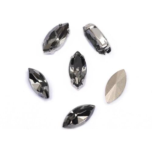 Black diamond Navette Sew On Rhinestone Glass Crystal Craft Drill Claw Glass Rhinestones DIY Garment Wedding Jewel Accessories