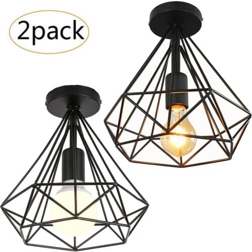 2 PCS Vintage Ceiling light Modern Nordic Retro Loft Iron Lamp Decor for Living Room Kitchen Bar E27 Home Lights Cage Fixture