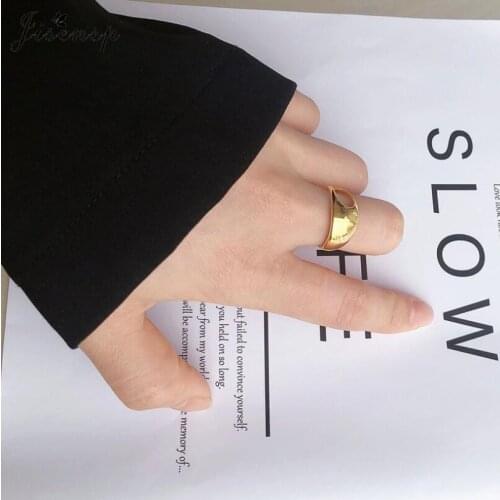 Jisensp Punk Minimalist Cocktail Rings for Women Fashion Creative Hollow Irregular Geometric Birthday Party Jewelry Gifts