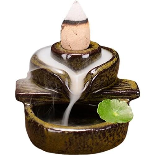Waterfall Incense Burner Backflow Ceramic Incense Holder Incense Fountain Backflow Incense Cones for Home Decor Office