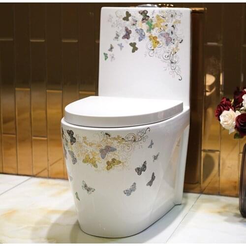 Ceramic water-saving toilet deodorant household toilet seat with butterfly pattern design
