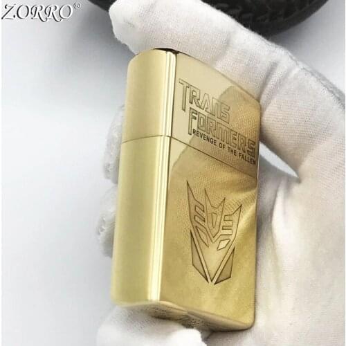 Zorro Kerosene Lighter Pure Copper Carving Classic Cartoon Pattern Gasoline Lighter Men Gift Outside Tool