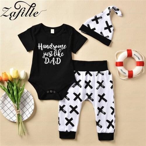 ZAFILLE Baby Boy Clothes Set 3Pcs Suit For Boy Clothes for Newborn Letter "Handsome" Baby Clothing Set Childrens Clothing