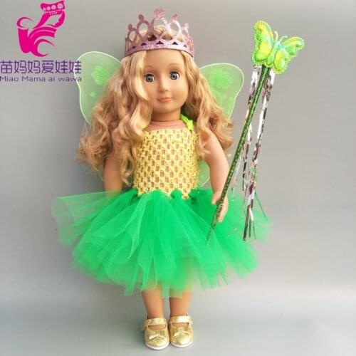 Doll Clothes for 43cm New Born Baby Doll Butterfly Dress Set for 18 Inch Doll Dress Crown Shoes Magic Wand Doll Accessories
