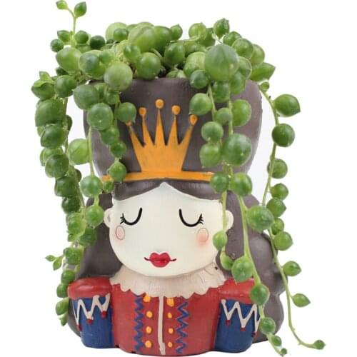 Cute Nutcracker Flower Pot Resin Succulent Plant Planter King Queen Soldier Design Flower Pot Fairy Garden Bonsai Ornaments
