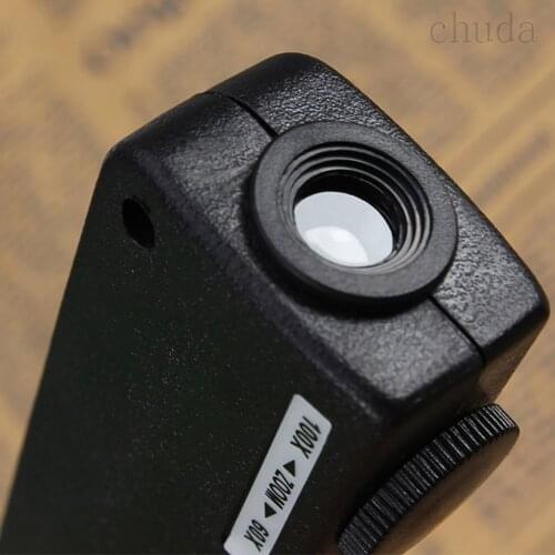 Mini 60x-100x Illuminated Zoom Pocket Microscope Magnifier Loupe Manual Adjustment Focus For Perfect Vision