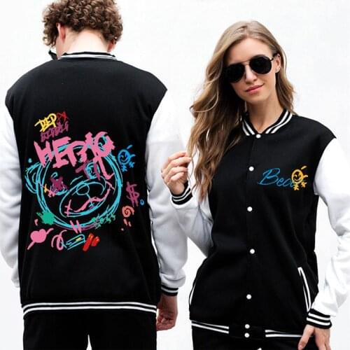 SUNOWE Printed Fashion And Cool Hiphop Cartoon Bear Printing Women Men Jacket Casual Long Sleeve Baseball Jacket