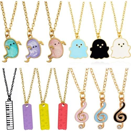 Fashion Pendant Ghost Ruler Notes Piano keyboard Necklace Color Music notation Broken ruler Choker Necklace For Kids Jewelry