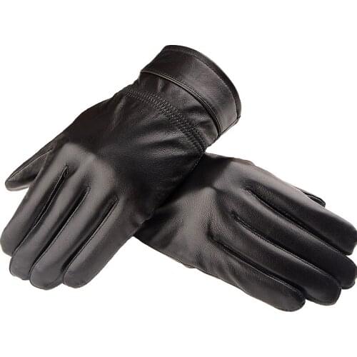 2015 New Arrival Luxury Mens Genuine Leather Autumn Winter Warm Velvet Lining Motor Cool Gloves M L XL LG023