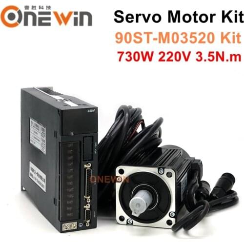 90ST-M03520 730W 3.5N.m AC 220V servo motor driver kit 2000rpm 90mm match A1-SVD15 servo driver permanent magnet