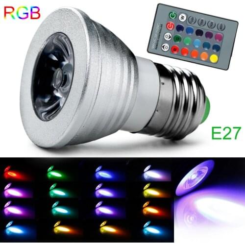 Newest Energy Saving E27/GU10/MR16 3W RGB LED Light Bulb Lamp Spotlight RGB 16 Color Change +24Keys Remote Controller 85-265V