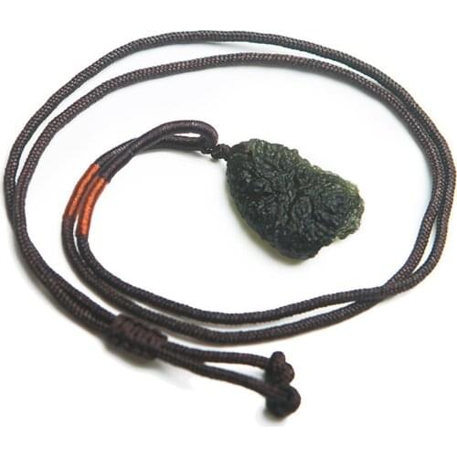 2018 Newly Genuine Natural Green Moldavite Crystal Necklace Charm Women Fashion Stone Necklace Pendant 28*24*13mm Stone Necklace