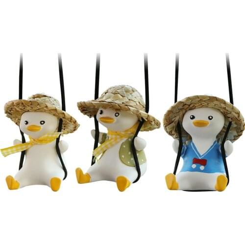 New Cute Little Duck Car Pendant Decoration Little Duck Swing Auto Rearview Mirror Pendant For Car Goods Interior Accessories