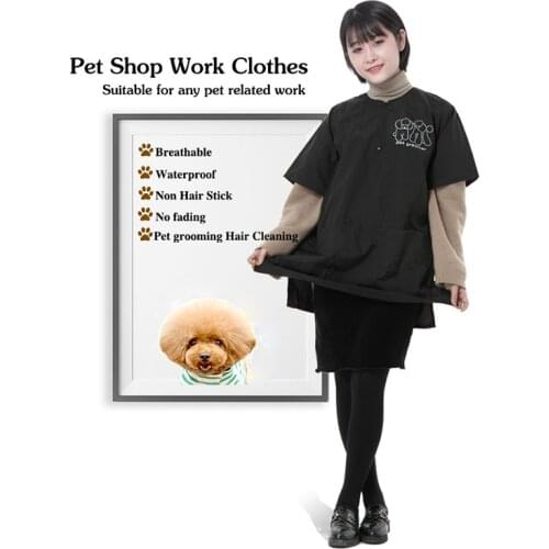 S/M/L/XL/3XL Barber Pet Shop Groomer Zipper Work Clothes Waterproof Anti-static Hair Smock Salon Clean Hairdresser Apron G1107
