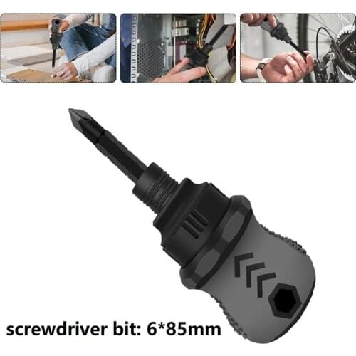 Portable 85mm Ratcheting Cross Screwdriver 2 In 1 Retractable Ball Grip Screwdriver Bit Doublehead Torx Screw Driver With Magnet