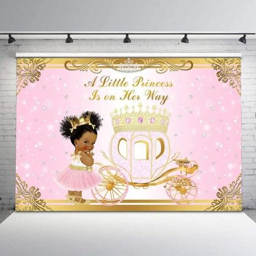 Princess with Diamond Carriage Birthday Backdrop Photography Background Holiday Celebration Photo Booth Studio Decor