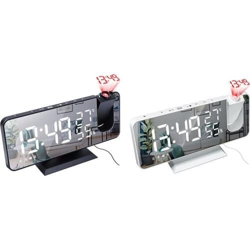 Projection Alarm Clock with FM Radio, Temperature Monitor, Easy to Use, Clear Big Digit, Bedrooms Ceiling