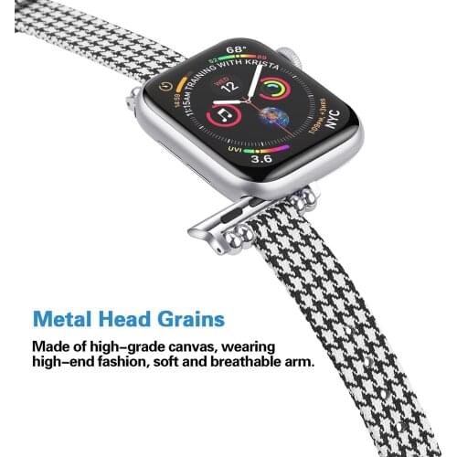 Nylon Canvas Watchband for Apple Watch Series 6 5 4 38/40mm Women Jewelry Strap Bracelet Band for iwatch 42/4mm Grid pattern