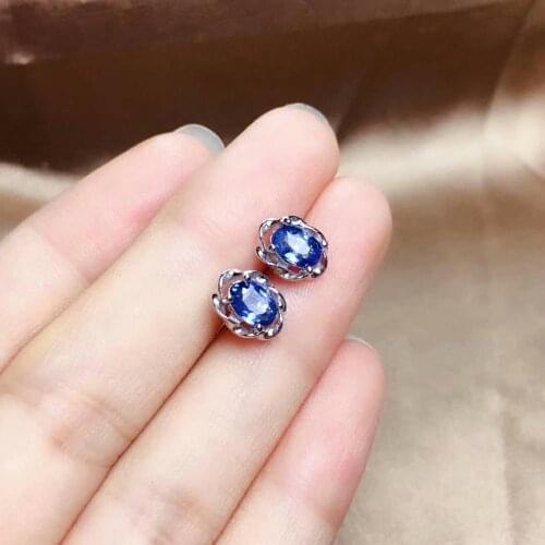 Shilovem 925 silver sterling natural Natural sapphire Drop Earring fine Jewelry party trendy new 4*6mm me0406311agl