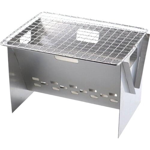Folding Stainless Steel Grill Picnic BBQ Charcoal Grills For Barbecue Outdoor Stainless Steel Hiking Charcoal Camping Grill