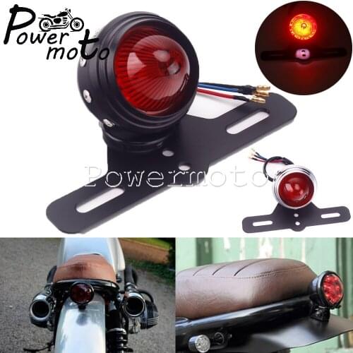 Red LED Old School Tail Brake Stop Light License Plate Light Taillight For Harley Bobber Chopper Cafe Racer Triumph BMW Trikes