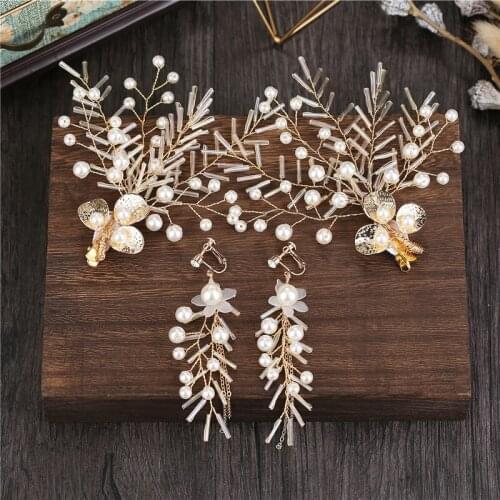 Bridal Headwear Set, Wedding Fairy Hairpin, Pearl Hair Accessories Set, Wedding Dress Accessories, Jewelry Bridesmaid Gift