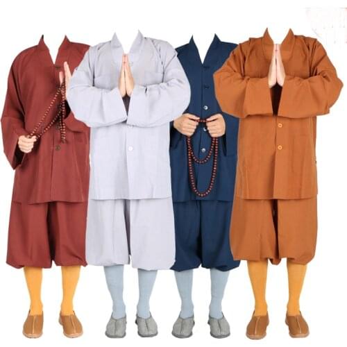 Unisex Summer buddha lay suits Buddhist zen clothing Shaolin Monk kung fu martial arts wushu uniforms